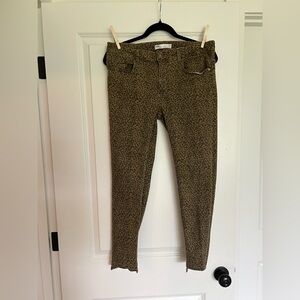 Zara Animal Print Denim ankle length pant